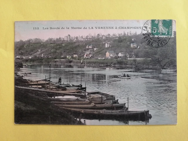 cpa 94 - Bords de la Marne de LA VARENNE à CHAMPIGNY Barques Bateaux Pontons