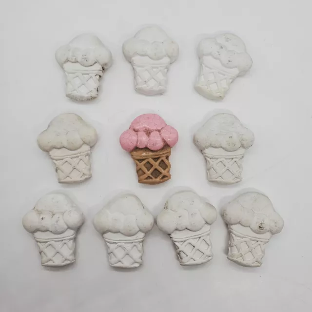 California Creations Ready to Paint ICE-CREAM CONE Craft Plaster Magnets VTG 10