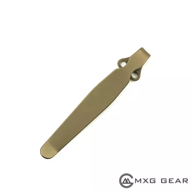 (Bronze) Titanium Deep Carry Pocket Clip Made For Spyderco Paramilitary 2 Domino