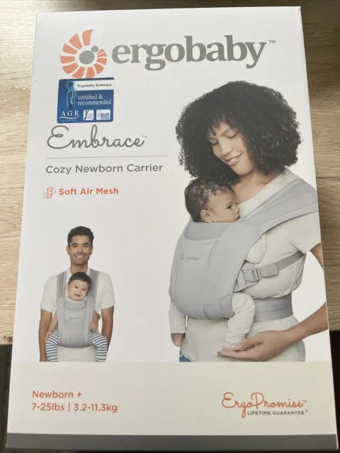 Ergobaby Embrace Babytrage für Neugeborene ab Geburt Extra Weich, Soft Grey