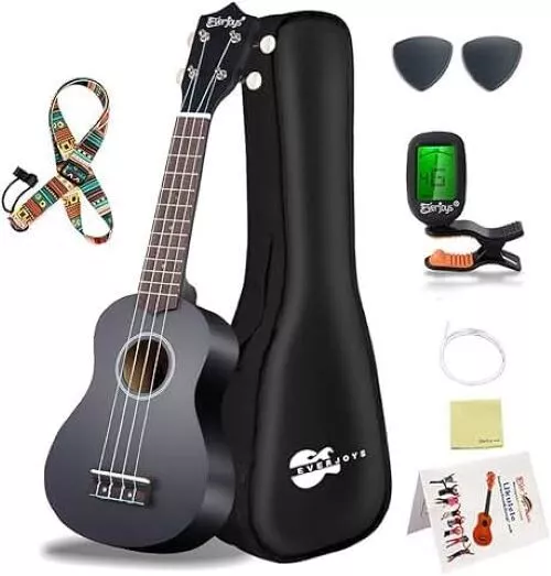 Everjoys Soprano Ukulele Beginner Kit 21 Inch Ukelele w/How to play Songbook Car