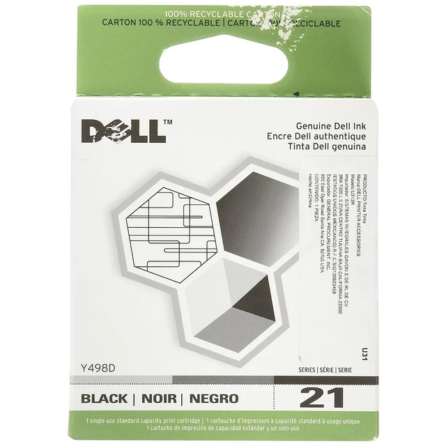 Dell Computer Y498D 21 Standard Capacity Black Ink Cartridge for V313w/V515w/P