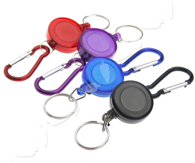 Retractable Stainless  Keyring Pull Ring Key Chain Recoil Heavy Duty Steel