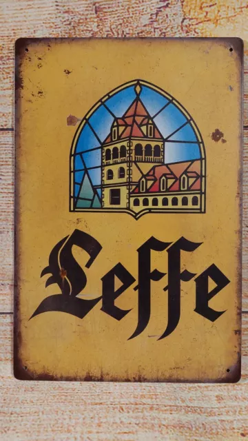 Leffe Beer Bier Retro Blechschild Bar 20x30cm Deko Schild Vintage Brauerei Pub