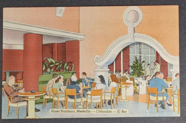 Hotel Nutibara Medellin Columbia El Bar, Postcard Inside Scene, Vintage Unused