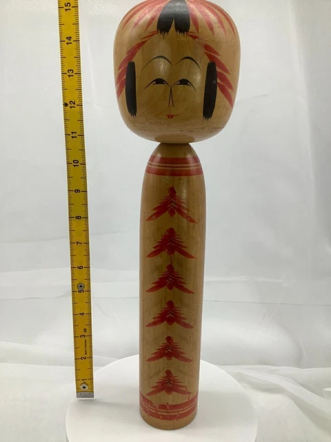 Grande Figurine Kokeshi Traditionnelle Japonaise - Style Zaō - Bois Peint - 36 Cm