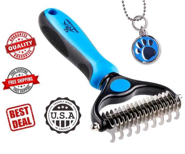 Brush Pet Dog Cat Grooming Hair Comb Remover Tool Fur Undercoat Rake Double-Side