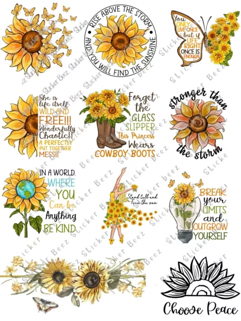 Sunflower Quotes Collage Sheet Ephemera For Scrapbook Junk Journals Card Making