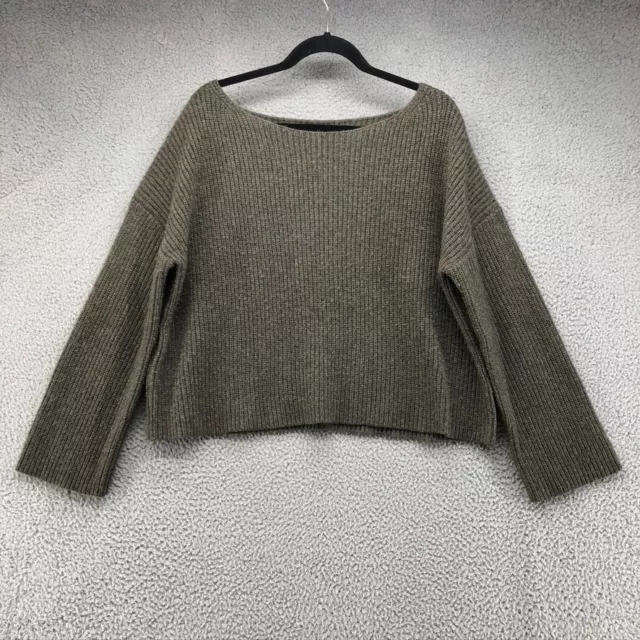 Nili Lotan Cashmere Sweater Jumper Green Womens Small Ribbed Boat Neck