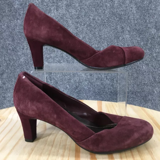 Easy Spirit Shoes 6.5 M Albie Slip On Pump Heels Burgundy Leather Round Toe NEW