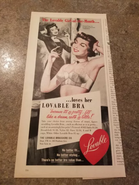 1960 LOVABLE BRIGITTE Bardot Bra Ad - The Secret $19.99 - PicClick