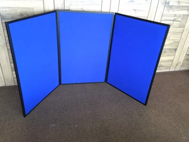 NOBO   SHOWBOARD 3 Panel Front & Back   Blue Both Sides   3’ Tall 6’ Long