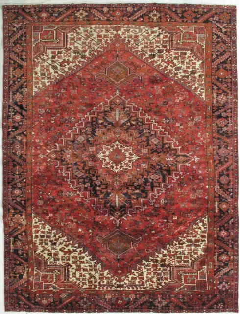 Hand Knotted Heriz Tribal Red Wool Oriental Area Rug Carpet 9'8" x 12'9"