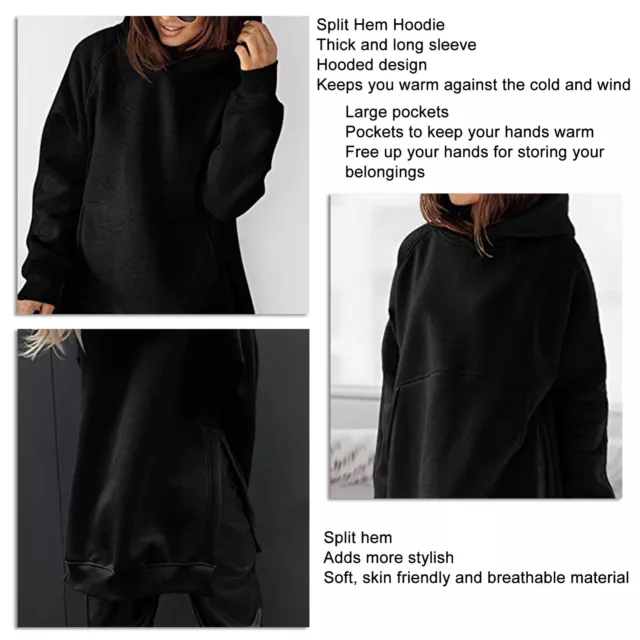 Oversized Hoodie For Women Thick Split Hem Hoodie For Outdoors (XL)