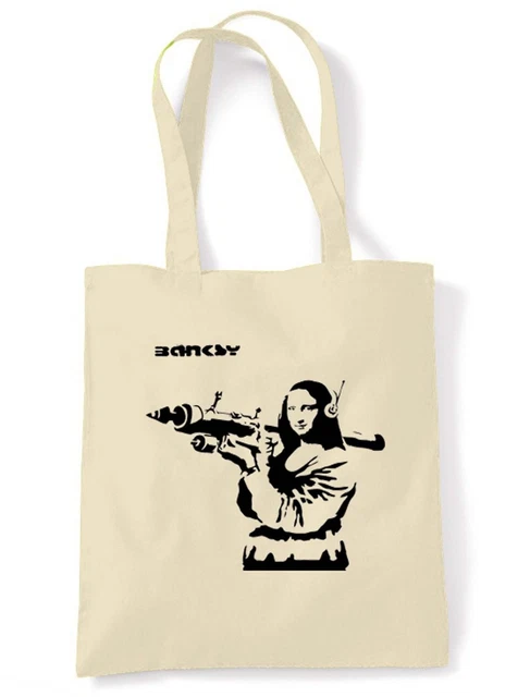 Cool Banksy Dog With Bazooka Tote Bag For Women - Reusable Cotton Shopper Bag - View #12