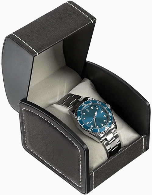 Scatola Orologi Da Viaggio In Pelle PU - Portaorologi Vintage Con 3 Slot E Cuscini Rimovibili, 19.5x9x9 Cm - Foto 10