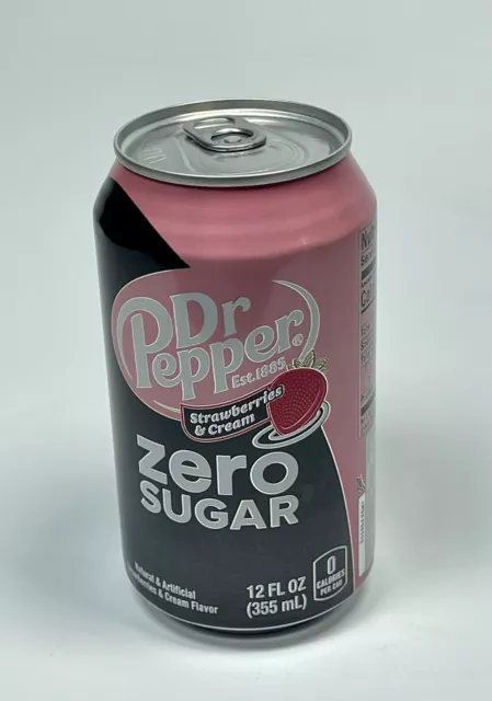Strawberries & Cream Dr Pepper ZERO SUGAR Soda Can, 12 oz LIMITED EDITION 3