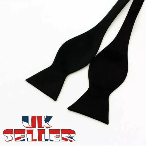 Black Satin Plain Bow Tie Wedding Bowties Self Tie Bow Ties Italian Fashion UK