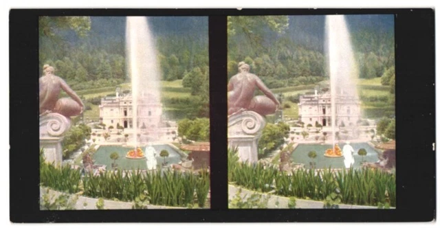 Stereo-Fotografie Fotograf unbekannt, Ansicht Linderhof, Schloss Linderhof mit