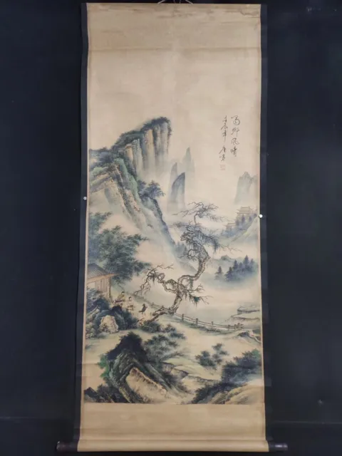 Old Chinese antique painting scroll about landscape by Tangyin唐寅