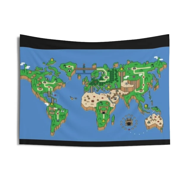 Mario World Map Indoor Wall Tapestries