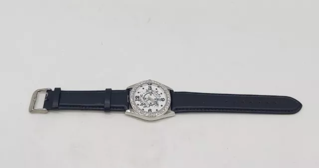 Disney Cinderella Womens Silvertone Glam Watch with Black Leather Strap 132-4668 3