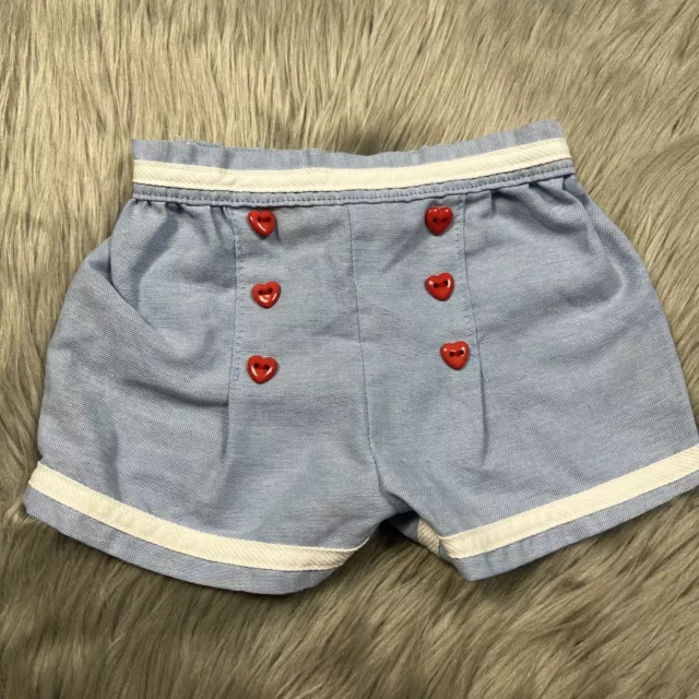 Vintage Baby Girls Carters Shorts Blue Red White Sailor Heart