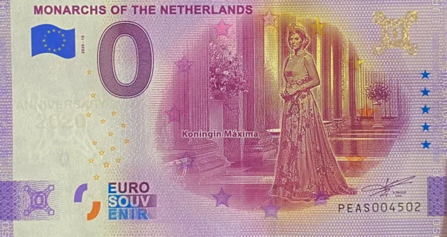 Geldschein 0 Euro Monarchen Koningin Maxima Anniversary Country Niedrig 2020 N °