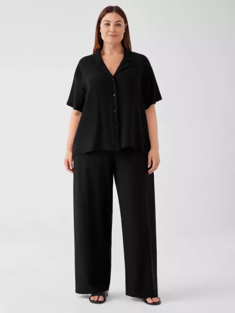 EILEEN FISHER | Washable Stretch Crepe High-Waisted Wide Pant size medium