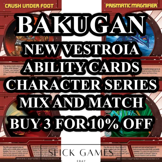 Bakugan Cards | New Vestroia Character Series | Mix & Match | Buy 3 For 10%