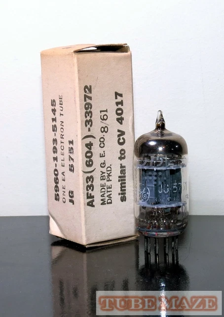 2 Tubes JG 5751 GE - Plaques Grises, 3 Mica, Production Années 1960, NOS (Neuf D'origine)