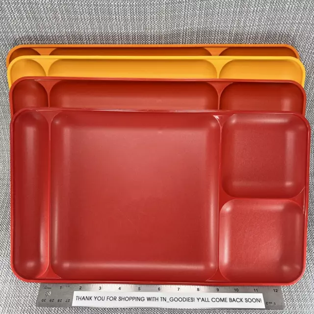 Vintage Tupperware Divided Lunch Trays Food Harvest Colors Set of four 1535-4