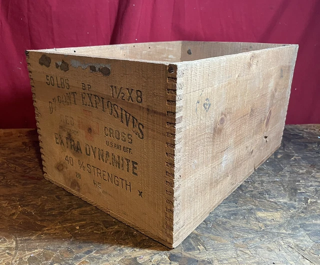 Dupont Explosives Red Cross 50 Lbs. Extra Dynamite Wood Crate 2