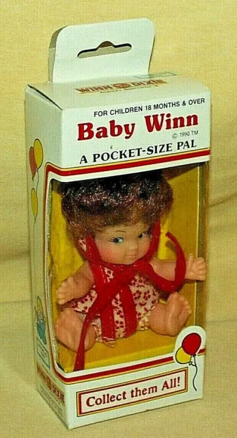 Winn Dixie Doll Baby Supermarket Mini 1990 Pocket Brown Hair Red Outfit Box.