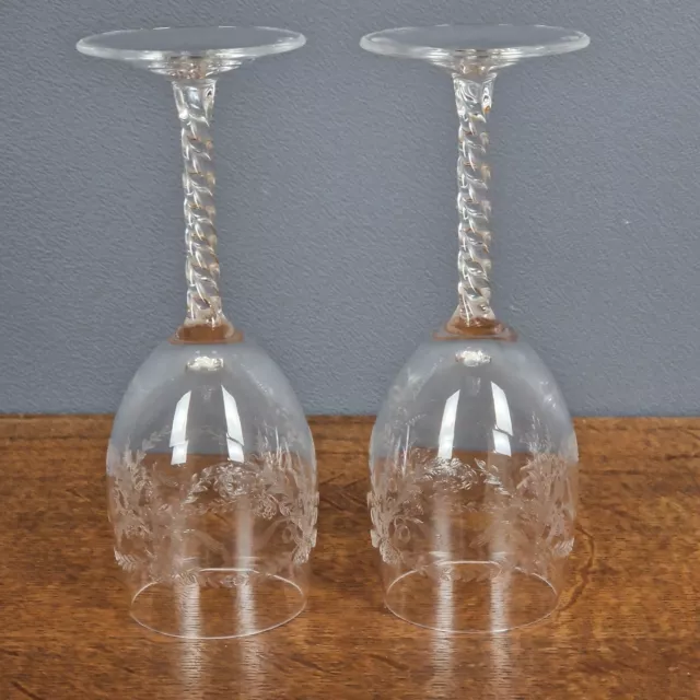 2x Anciens verres à pied cristal ciselé verres ballons à vin blanc transparent H 2