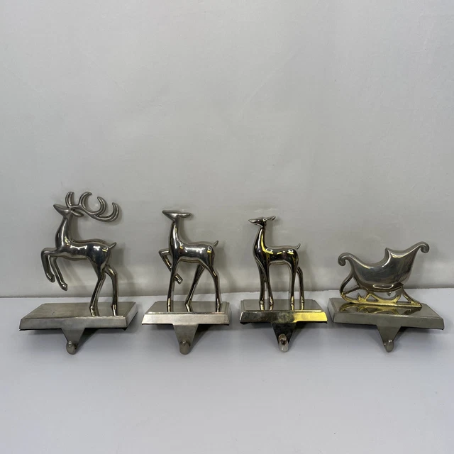 Christmas Reindeer Stocking Holder Hanger Deer Stag Sleigh Mantelpiece Lot of 4 Christmas Reindeer Stocking Holder Hanger Deer Stag Sleigh Mantelpiece Lot of 4