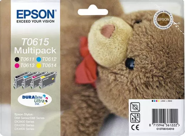 Epson Teddybear Multipack « Ourson » (T0615) - Encres DURABrite Ultra N, C, M, J