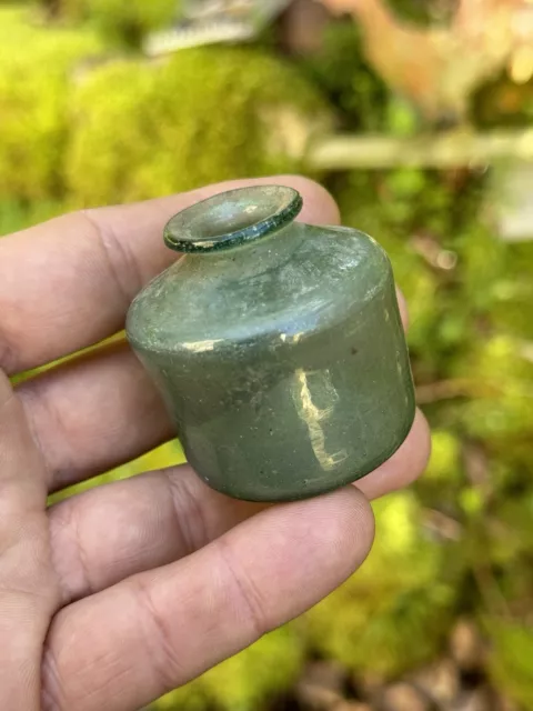 Encrier En Verre Soufflé Du 18 Eme Siècle & Verrerie Du Sud Ouest De La France