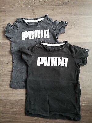Puma T Shirt Infant Boy Girl Baby Nero Grigio 2 PEZZI T SHIRT MANICA CORTA 1-2yr