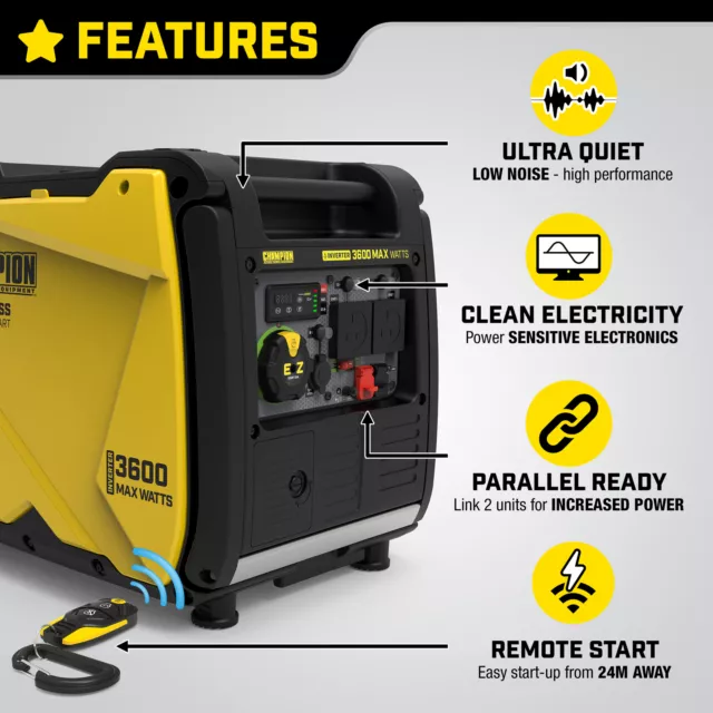 Champion 3600 Watt Portable Petrol Inverter Generator 2