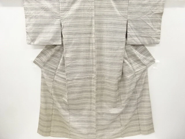 6265257: Japanese Kimono / Antique Hitoe Kimono / Fushi Tsumugi / Woven Stripes