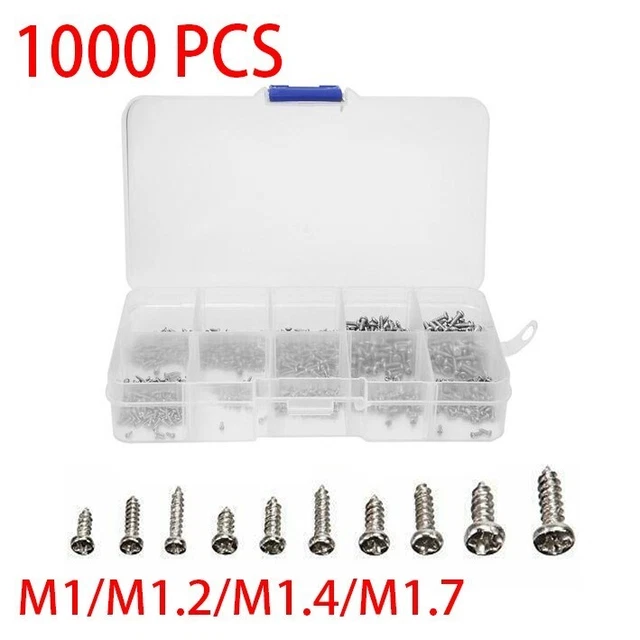 1000Pcs Mini Screw Kit M1 M1 2 M1 4 M1 7 Reliable Nickel Plated Screws