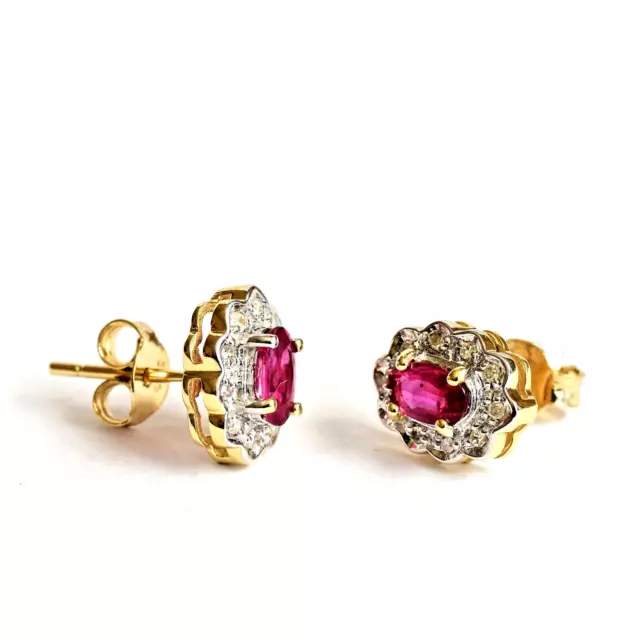 Natural Ruby Earrings Stunning AAA Rubies Genuine Diamonds 9K Gold GiftBoxed NEW 3