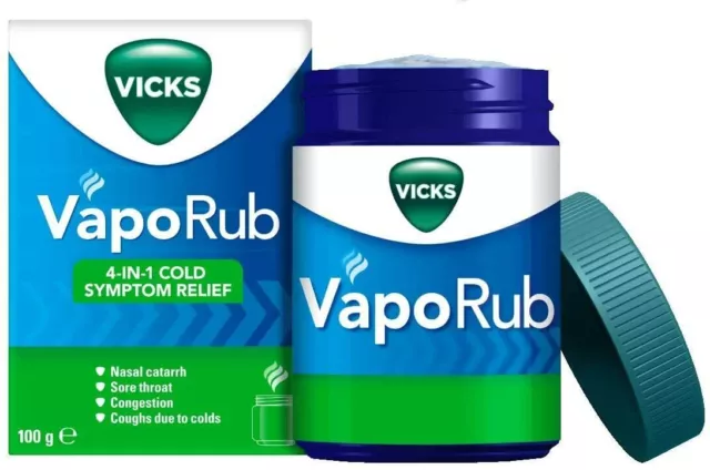 Vicks VapoRub 100ml Congestion Vapour Rub Relief Chest Eucalyptus Menthol 100ml