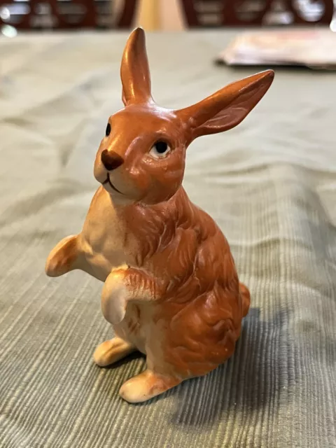 Cute Small Brown Bunny Rabbit Ceramic Figure 2433 Chic Big Ears