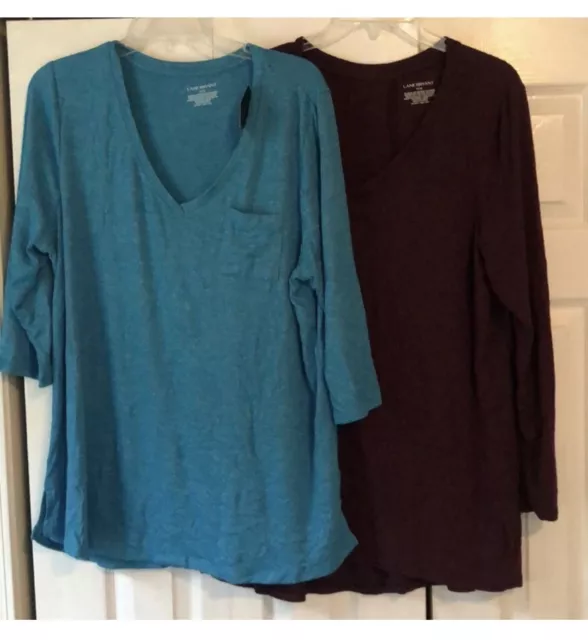 Lane Bryant Tops (2) Womens Plus 14/16 Purple And Teal  Tunic  Knit Casual