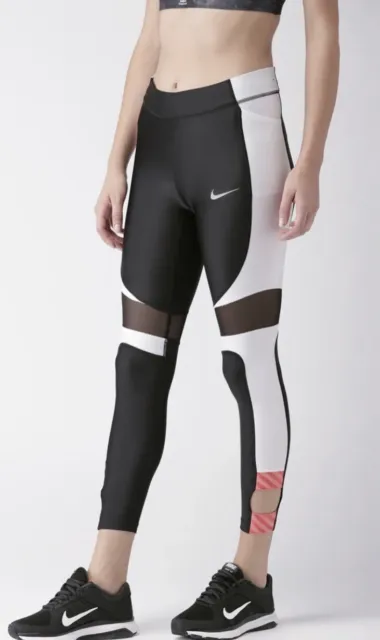 Nike Power Speed Womens 7/8 Length Black Gym Running Leggings Size S