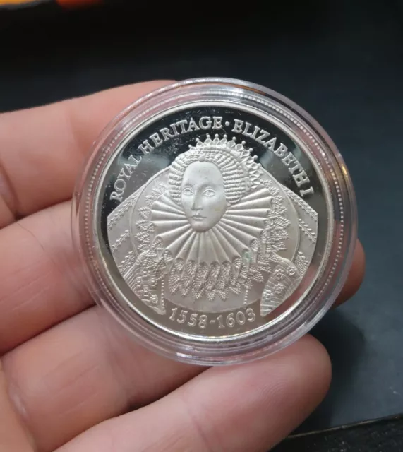 1558-1603 Royal Heritage Elizabeth 1st SILVER Two Pounds Coin Falkland Islands