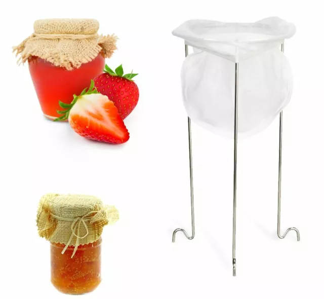 Jam Straining Kit Set Jelly Making Marmalade Preserve Stand Bag Strainer Nylon