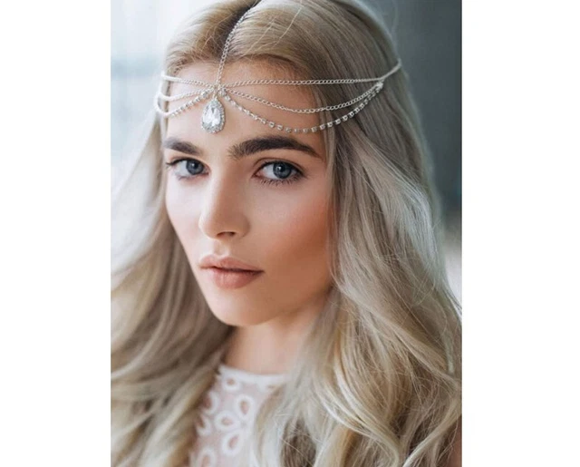 Rhinestone Crystal Pendant Headpiece Jewellery Head Chain Hairband Headdress